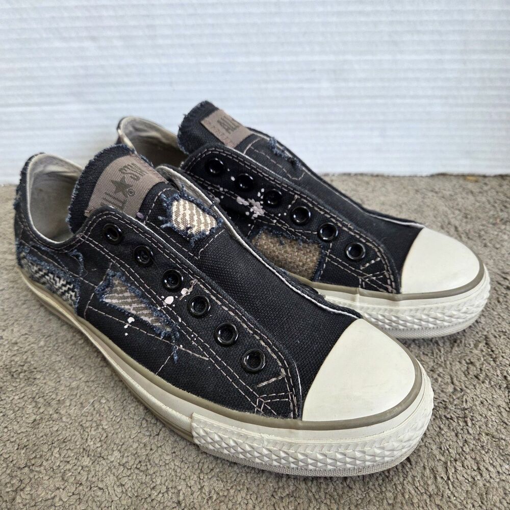 Converse Chuck Taylor All Star Patchwork Slip On Black/ Gray/ Tan Y2K Wos Size 7